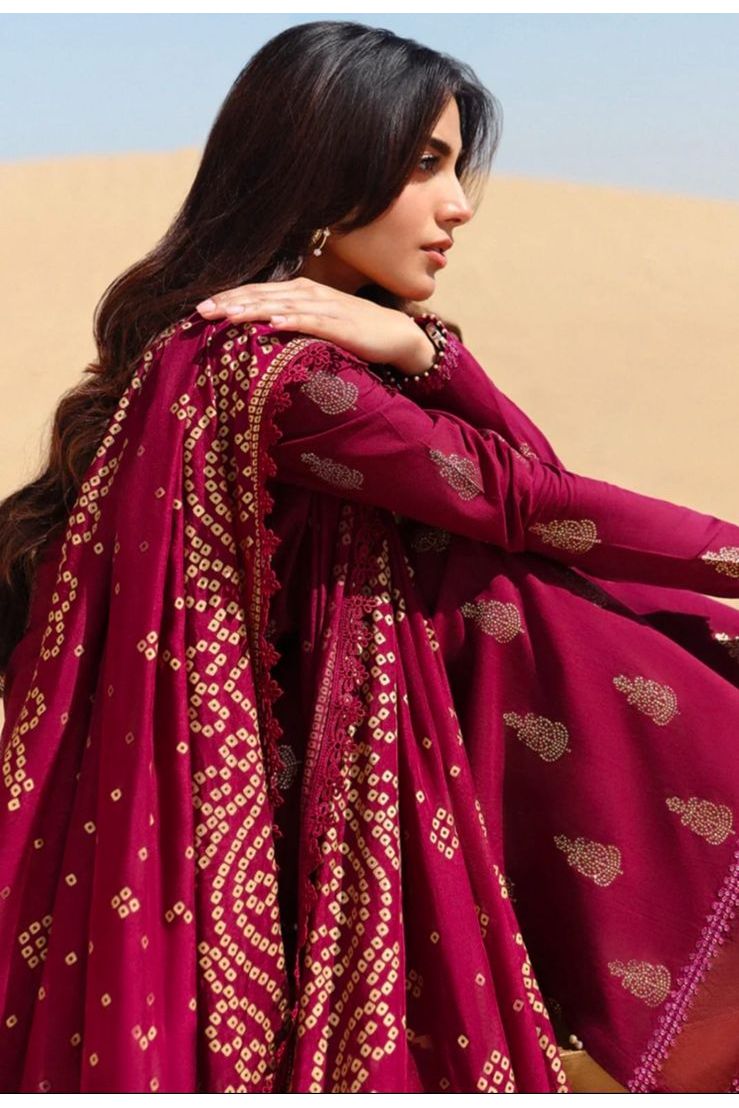 Women’s Premium Air-Jet Dhanak 3PC Embroidered Suit