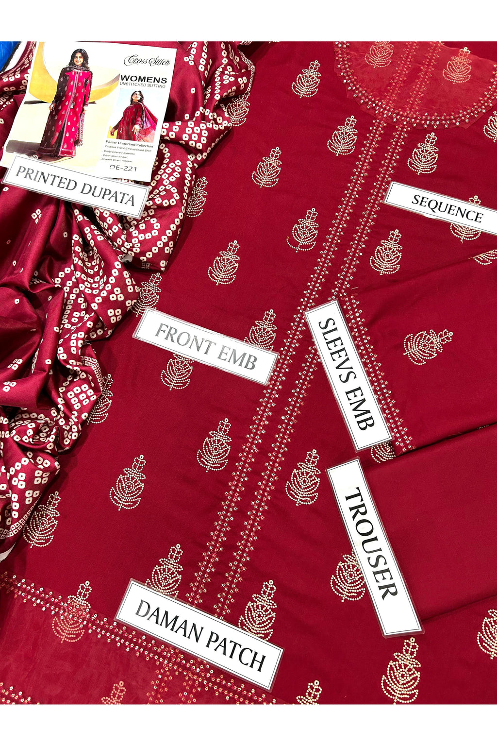 Women’s Premium Air-Jet Dhanak 3PC Embroidered Suit