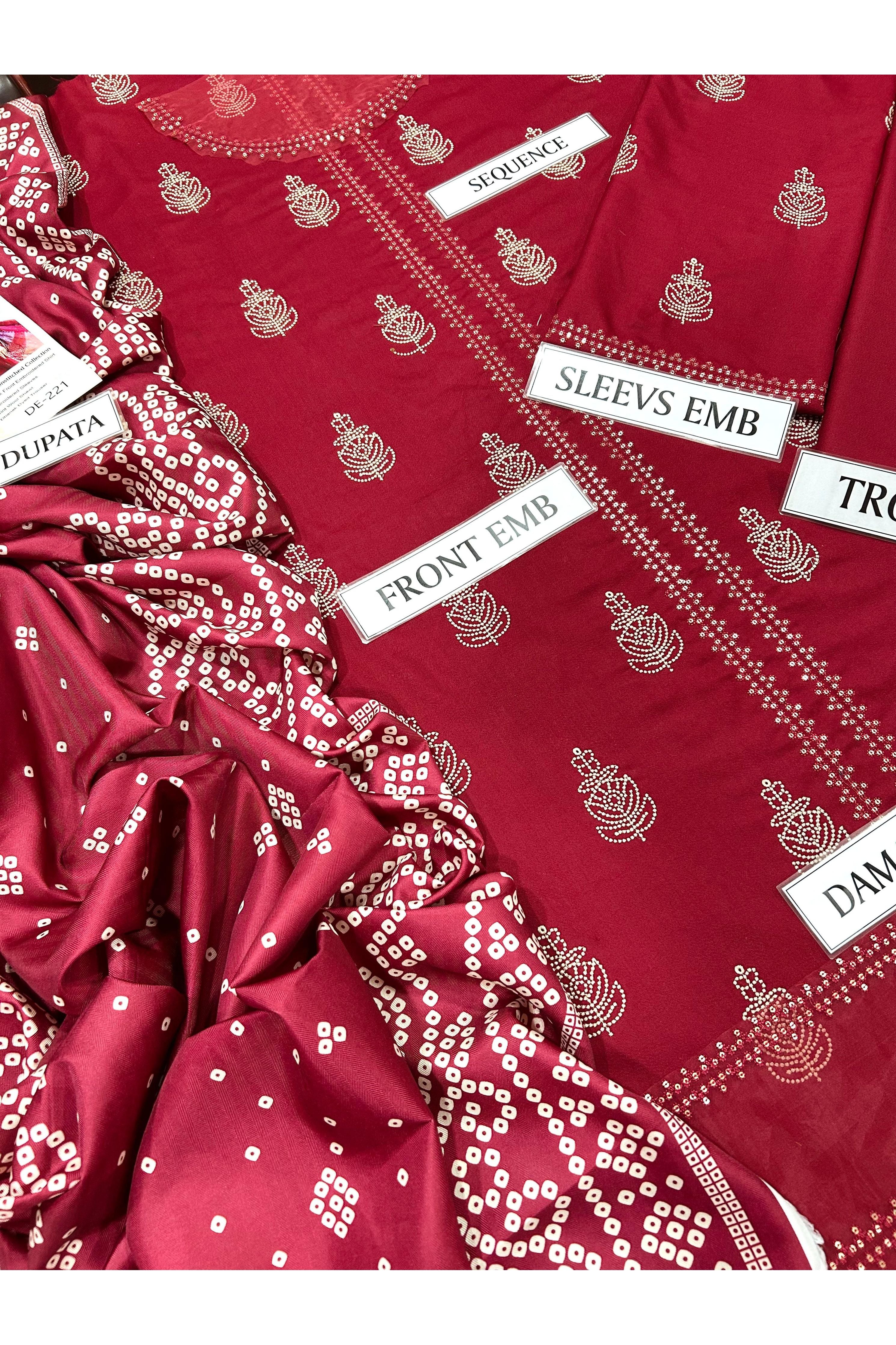 Women’s Premium Air-Jet Dhanak 3PC Embroidered Suit