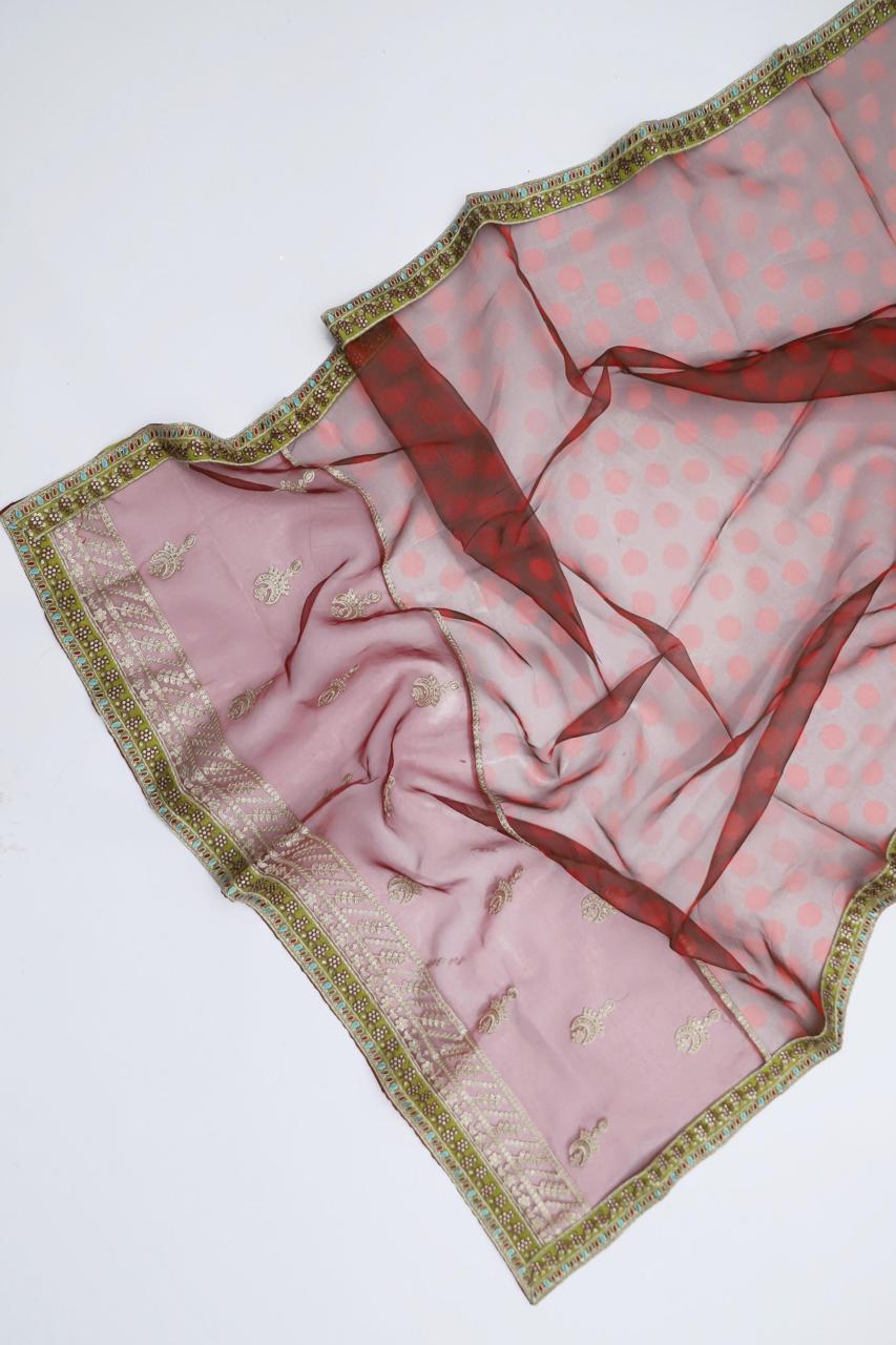 UNSTITCHED 3-PIECE LUXURY ORGANZA SUIT