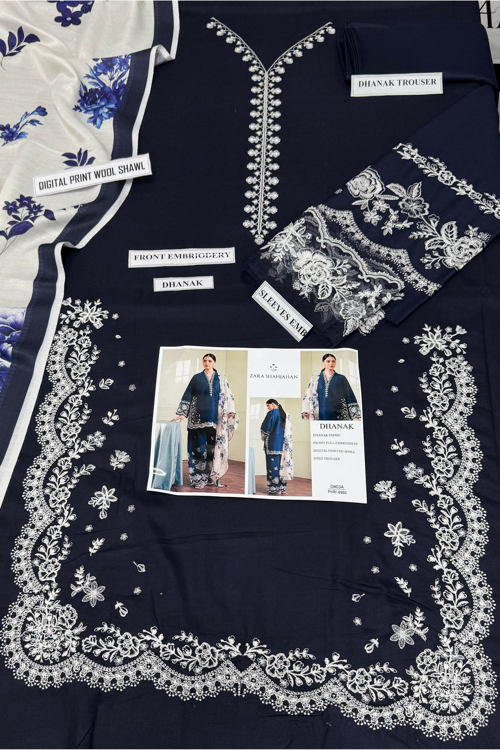 Winter Heavy Embroidered 3PC Suit With Wool Shawl