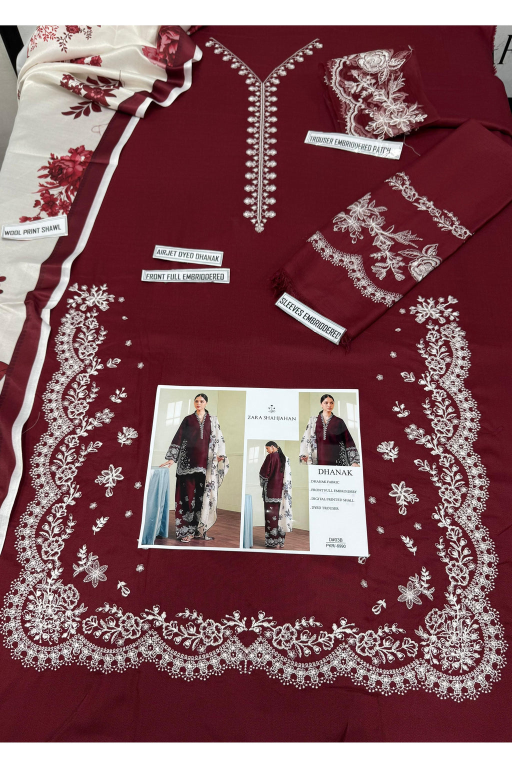 Winter Heavy Embroidered 3PC Suit With Wool Shawl